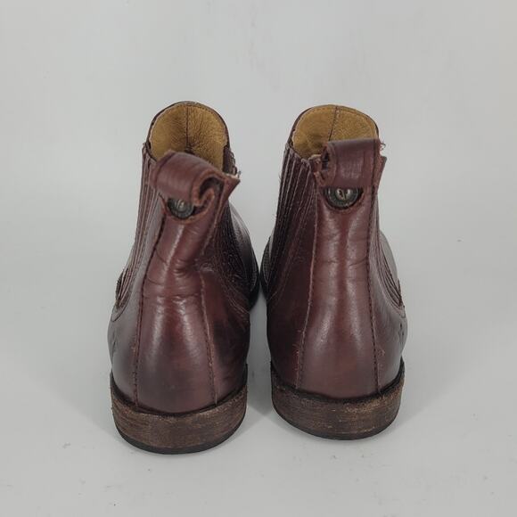 Frye Dark Brown Leather Pull On Phillip Chelsea Ankle Boots 7.5 - Picture 5 of 11
